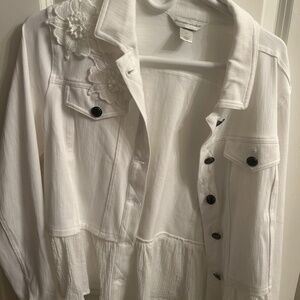 Christopher and Banks Embroidered Jean Jacket